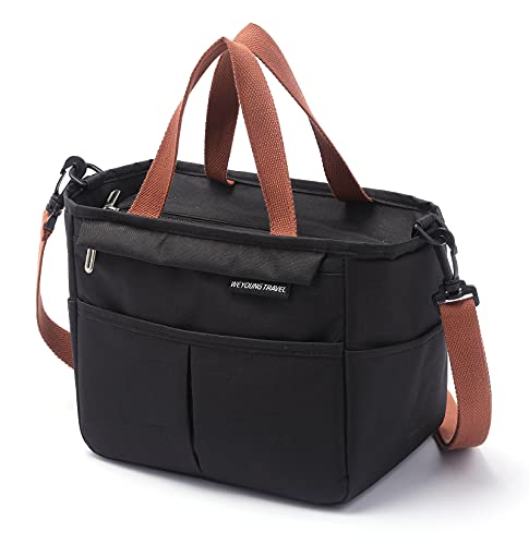 MCXKJ Bolsa térmica Porta Almuerzo, Bolsa Termica Comida Trabajo Porta Alimentos Isotermica Fiambrera Iris Nevera Portatil Desayuno Almuerzo, Lunch Bag para picnic/escuela/oficina (Negro)