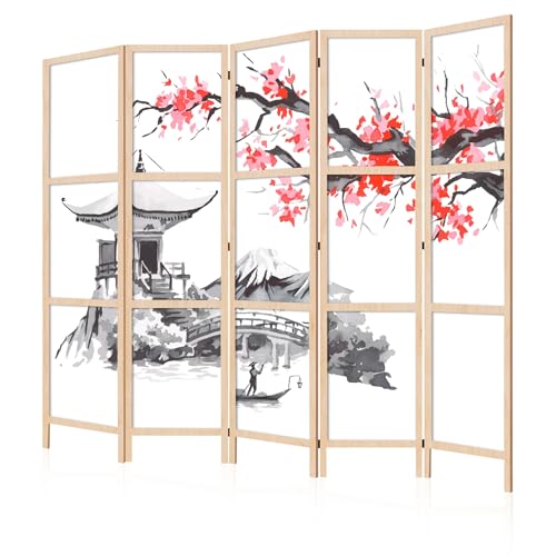LUMASOUL Paravent Einseitiger - Paravent Raumteiler Innen - Japan Motiv - 172x225 cm