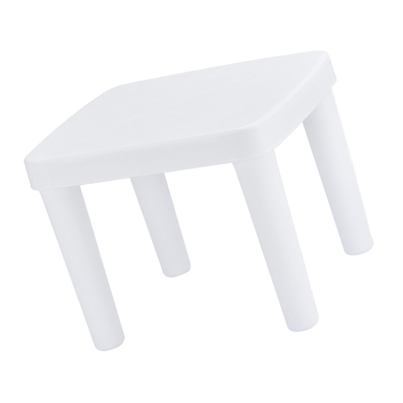 UKCOCO White Non-Slip Stool Sturdy and Stable Low Stool for Bathroom and Living Room Small Seat for Thick Design and Easy to Carry