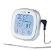 Touch screen Oven Thermometer Large LCD Digital Food Cooking Meat Thermometer for Kitchen Oven BBQ Grill Thermometer Clock Timer With 3.3FT Stainless Steel Mesh Cable(Silver)