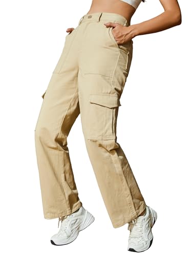 Cargo Pants for Women Straight Slay Y2k Baggy Slim Casual Work Trendy Streetwear Combat Military Fall Trouser with 6 Pockets