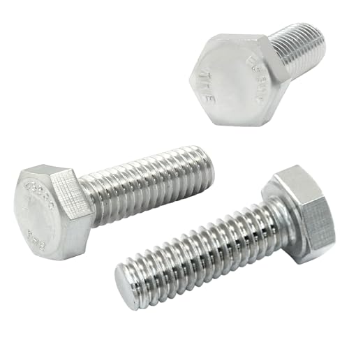 Image of 5 /16-18 x 1 Hex Head Screw Blot 304 Stainless Steel Hex Bolts, Steel Fully Threaded Hex Tap Bolts Fastener Silver 15Pcs
