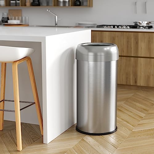 Image of iTouchless 16 Gallon / 61 Liter Dual-Deodorizer Trash Can and Recycle Bin, Stainless Steel Commercial Grade Large 10 Inch, Home, Restaurant, Restroom, Office, Open Top, Round