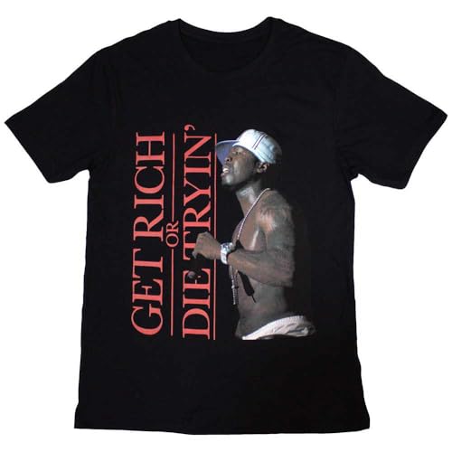 Rock Off officially licensed products 50 Cent Get Rich Logo T Shirt Size XXL Black