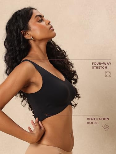 Image of Krvvy Ultrasoft Bralette | Wireless and Seamless Everyday Bra for Women | Full Coverage Slip-On Bralette with Removable Pads | Lightweight Comfort Fit