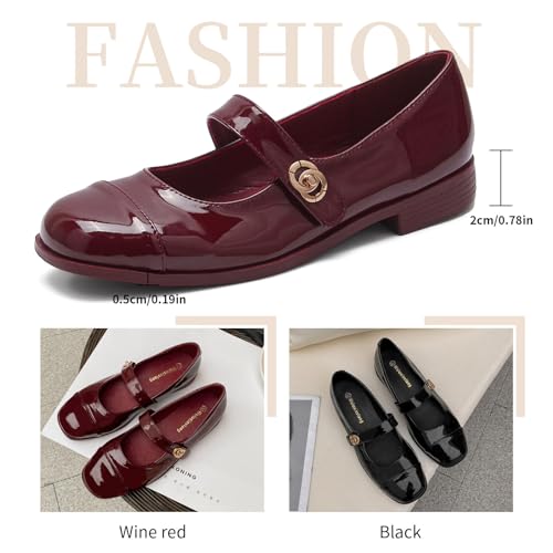 Women's Patent Leather Classic Mary Jane Flats,Dressy Round Toe Ballet Flats,Soft Work Flats Retro Mary Jane Flats2