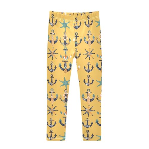 KLL Hand Drawn Sea Ship Ocean Toddler Girls Athletic Leggings Stretch High Waisted Yoga Pants Exercise