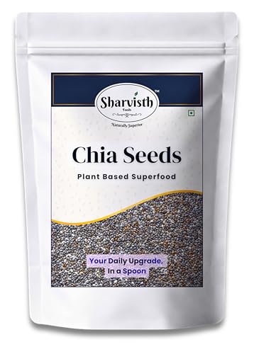 Image of Sharvisth Chia Seeds | 100g | Omega-3 Rich Superfood Seeds | Seeds for Weight Management | High Fiber, Protein & Calcium | Antioxidant & Iron Source | Healthy Snacks for Smoothies, Pudding & Eating | Resealable Pack
