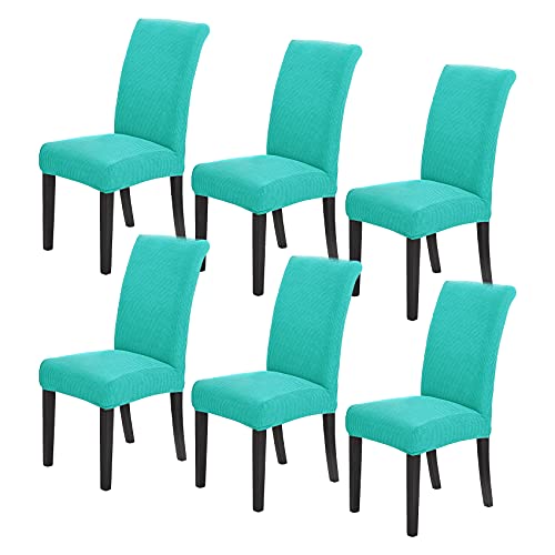 Howhic Stretch Chair Covers for Dining Room Set of 6, Removable Washable Dining Room Chair Covers, Dining Chair Slipcovers Seat Protector, Great for Home and Banquet Decoration (Turquoise, 6 Pack)