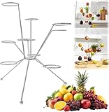 Exploding Fruit Bowl, Explodierende Obstschale, Metallskulptur als Früchteschale, 360° Schwebender Etagen-Fruchthalter mit Feuerwerks-Design für Früchte, kreatives Dekorativer Tafelschmuck-Silver