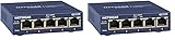 NETGEAR GS105GE LAN Switch 5 Port Netzwerk Switch (Plug-and-Play Gigabit Switch LAN Splitter, LAN Verteiler, Ethernet Hub, lüfterloses Metallgehäuse, ProSAFE Lifetime-Garantie), Blau (Packung mit 2)