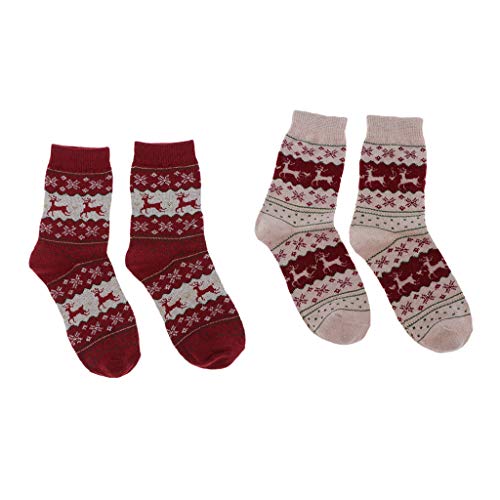 Homyl 2 Pares Meias De Mistura De Lã Tripulação Bota De Inverno Xmas Slipper Knit Ankle Meias Presen