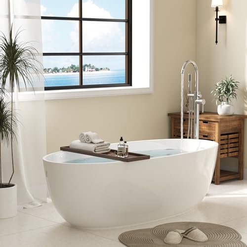 HAWKROWN Freestanding Bathtub Faucet, Floor Mount Bathtub Faucet with 2 Water Outlet Mode, Swivel Gooseneck Spout with Hand Shower, Brass Single Handle Tub filler, Max Flow Rate 7.4 GPM,Brushed Nickel by Hawkrown - Used condition - Image 6