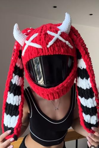 Cool Motorcycle Helmet Cover - Full Face Integrated, Plush Animal Helmet Covers for Winter Skiing, Men and Women Rides - Moto Gear