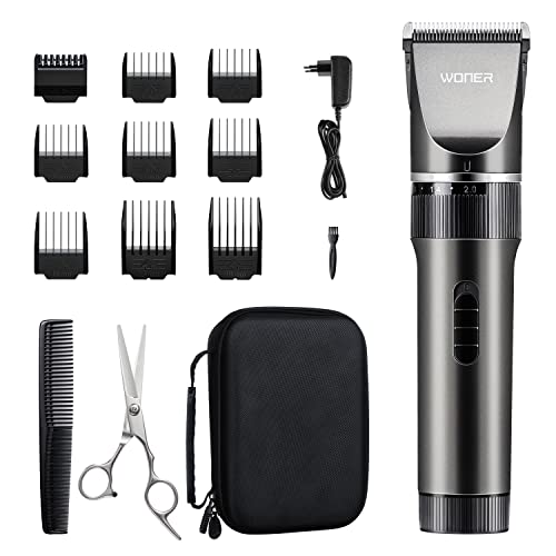 Tondeuse Cheveux Hommes Professionnelle sans Fil Moteur Silencieux Lame Céramique Tondeuse Barbe Rechargeable Coffret pour Hommes Père Mari Enfant Famille