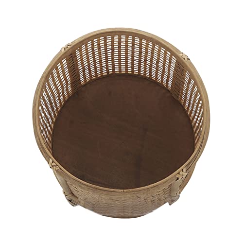 Sagebrook Home Round Bamboo Wood Planters Woven Bamboo Wood Plant, Flower, Garden Pot, Indoor Outdoor Gardening Planting Pot, 15" H, Brown Set Of 2 #TOP3