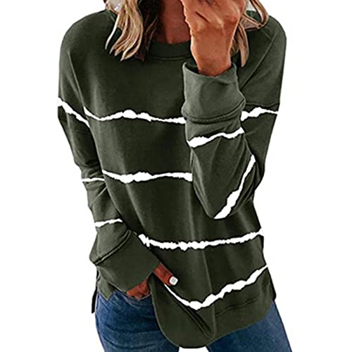 symoid my orders on Long Sleeve T Shirts for Women Trendy 2023 Crewneck Striped Tie Dye Sweatshirt Tops Dressy Casual Oversized Tunics B-green