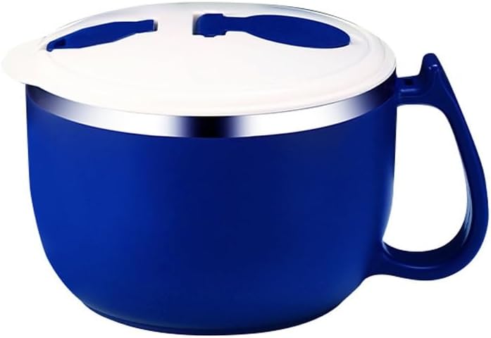 Stainless Steel Bowl with Lid Instant Noodles Solid Color Drainable Lunch Box