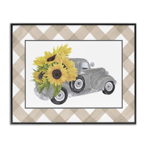 Country Vintage Truck Sunflower, 11 x 14 Inch Framed Giclée Print