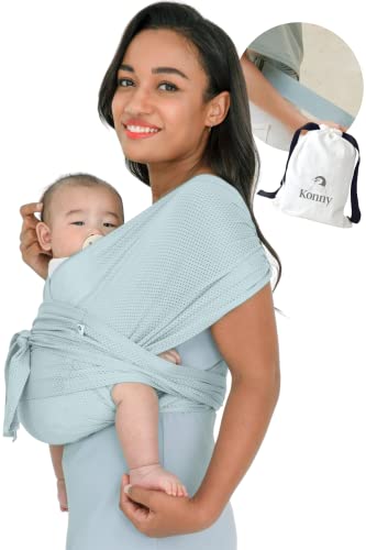 Image of Konny Baby Carrier Flex Summer - Adjustable Air-Mesh Carrier, Hassle-Free, Easy to Wear Infant Sling Wrap, Perfect for Newborn Babies up to 44 lbs Toddlers (XS-XL) - Mint