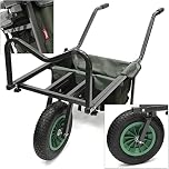 Carp Fishing Single Wheel Barrow With Built In Tackle Bag Carryall Strong Steel Construction Adjustable Body