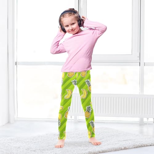 ALAZA Girls' Leggings Children's Yoga Pants Skinny Printed Dance Banana Pineapple Green Comfortable 4T3