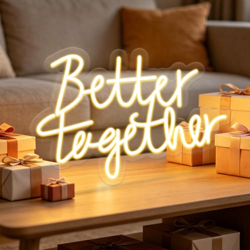 Miootly Better Together Neon Sign LED Neon Sign Wall Decor for Wedding Bedroom Christmas Valentines Day Women Birthday Gift Living Room Home Decor 16x 12 USB Powered 10 Brightness Settings Light