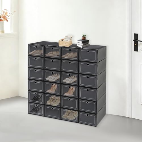 Cajas de zapatos con puerta abatible de plástico modular negro 6