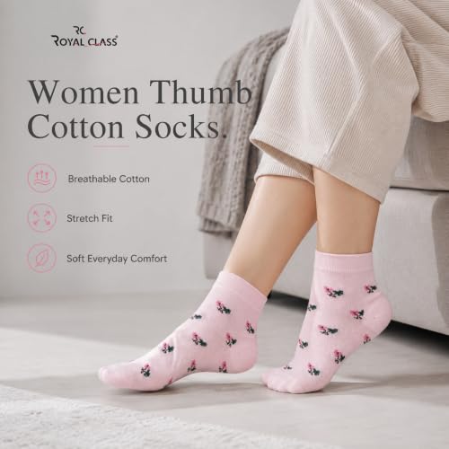 Image of RC. ROYAL CLASS Women's Ankle Cotton Thumb Socks (Pack Of 5 Pairs, Multicolored, Free Size, Ankle Length)