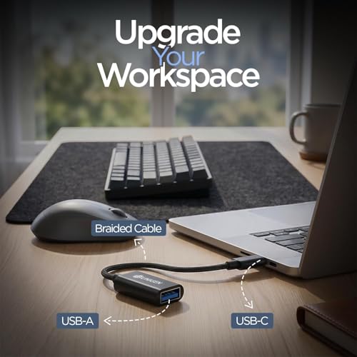 Image of UNIGEN USB Type-C OTG Adapter | USB-C Male to USB-A Female Converter Cable | 480Mbps Data Transfer | Supports 18W Fast Charging | Nylon Braided OTG Connector for Pendrive, Mouse, Keyboard, USB Devices