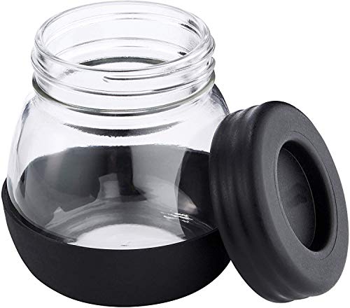 XIBLISS Glas-Kaffeemühle glas mit Deckel und Silikonboden, Kaffeedosen-Kapazität: 350 ml, Schwarz – Bild 3