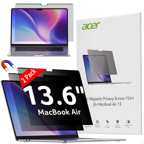Acer [2 Pack Laptop Privacy Screen for MacBook Air 13 Inch (2022-2025 M1,M2,M3,M4), Eye Protection Anti Spy/Glare Blue Light Computer Monitor Privacy Filter, Dual-sided Magnetic & Removable - image 1