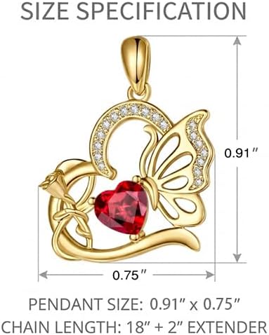 Birthstone Heart butterfly Necklace for Women, Infinity Pendant 14K Gold /18K White Gold Womens Necklaces, Jewelry Anniversary Birthday Christmas Gifts for Her Mom Wife
