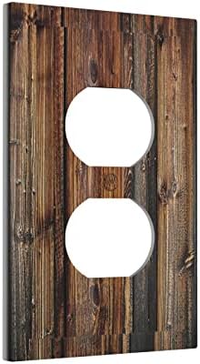 Rustic Barn Door Farmhouse Western Brown Wood 1 Gang Outlet Covers Wall Plate Decorative Duplex Light Switch Cover Electrical Receptacle Swichplate Faceplate for Bathroom Bedroom Home Decor