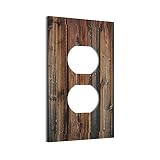 Rustic Barn Door Farmhouse Western Brown Wood 1 Gang Outlet Covers Wall Plate Decorative Duplex Ligh