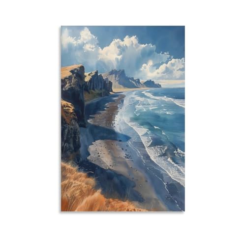 Póster de Islandia, pintura de acuarela de Islandia, póster del Parque Nacional de Islandia, impresión sin marco, 60 x 90 cm
