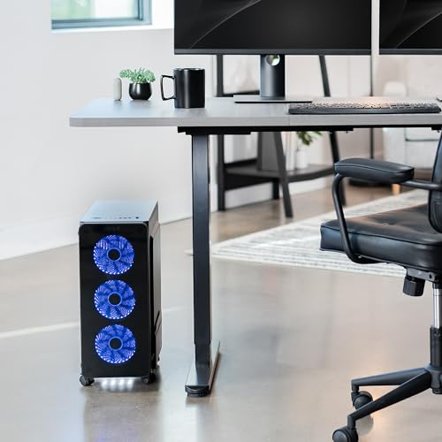 VIVO CART-PC01 - Carcasa ATX para computadora de Escritorio, Soporte rodante de Acero para CPU, Soporte Ajustable para Carrito móvil con Ruedas giratorias de Bloqueo, Negro, CART-PC01 - imagen 8