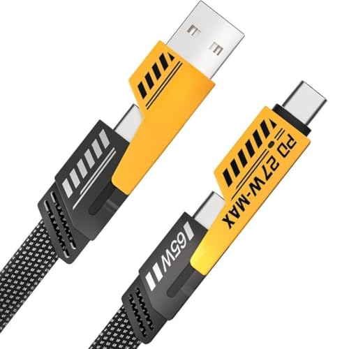 KUZOOM FLAT WIRE cable 4 in 1 Fast Charging Cable, 65W Braided Mu...