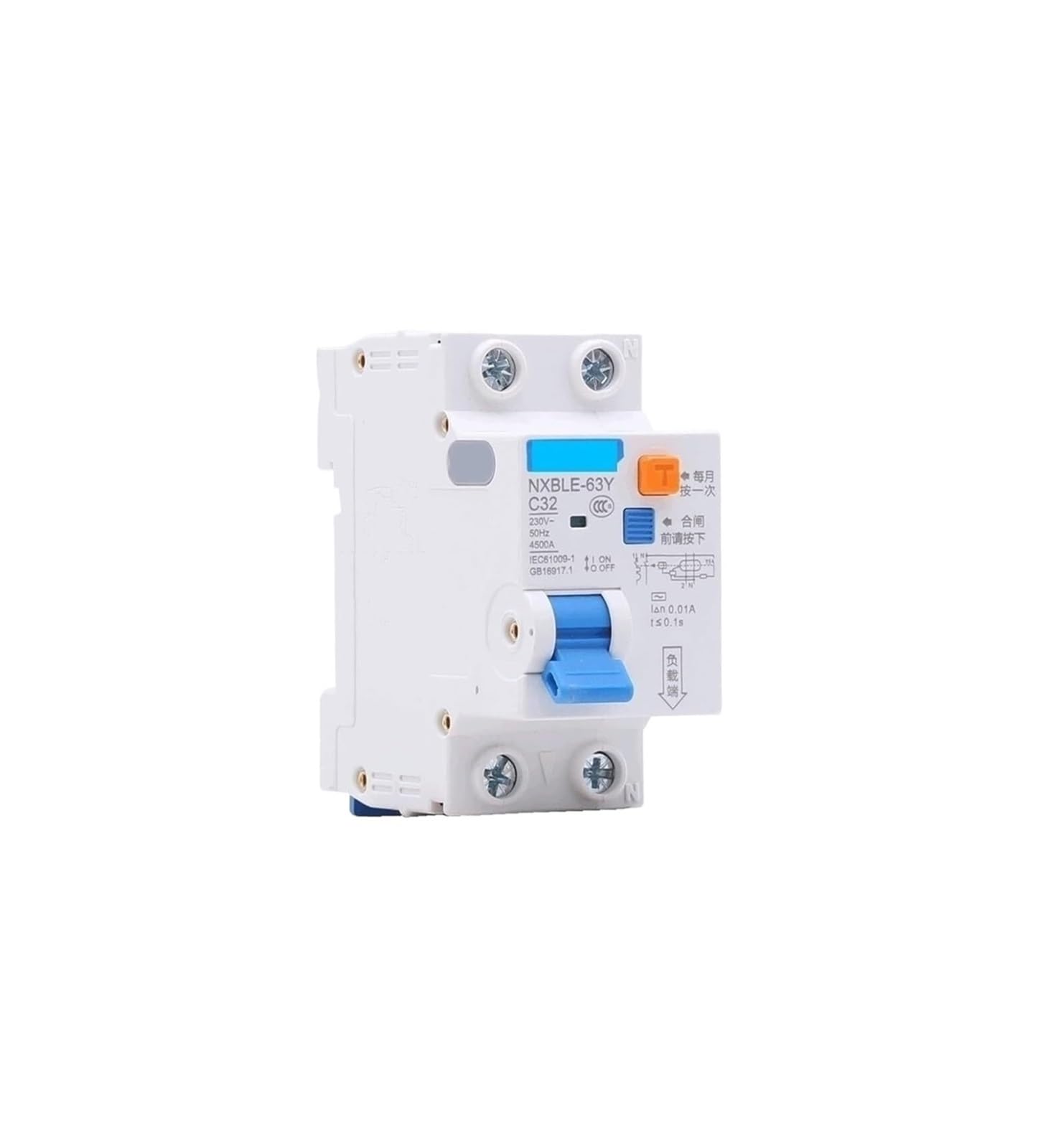 FGJsfhrDTU Miniature Circuit Breakers, 6A 10A 16A 32A 63A 10MA 0.01A RCBO 1P+N 230V Residual current over Leakage protection