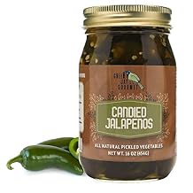 Green Jay Gourmet Pickled Candied Jalapenos in a Jar - Fresh Hand Jarred Vegetables for Cooking & Pantry Home Grown Pre-Prepared Pickled Candied Jalapenos Simple Natural Ingredients - 16 Ounce Jar
