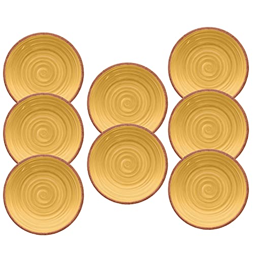 Rustic Swirl Yellow Melamine/Plastic/BBQ/Outdoor Side Plate Set (8)