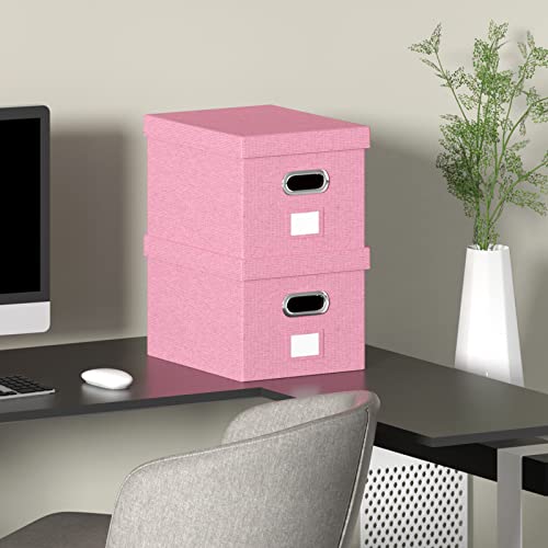 Dywmm File Organizer Collapsible Storage Box For Office File Box With Lids Document Organizer For School And Home Easy Slide Durable Hanging File Box (Pink) #TOP1