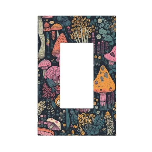 LOLREAI Decorative Light Switch Cover Multicolored Mushrooms Colorful Plant Single Rocker Personalized Wall Plate Switchplate 1 Gang Outlet Covers Decora Light Switch Plate for Home Decor