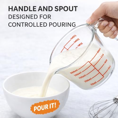 Image of PUREFIT Glass Measuring Cup /Mug /Jar for Kitchen | 1000ml | Microwave, Oven, Freezer & Dishwasher Safe | Borosilicate Glass Measuring Cup for Milk, Water & Ingredients