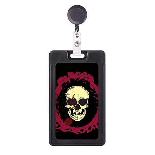 Enrouleur de badge Halloween tête de mort avec cordon rétractable