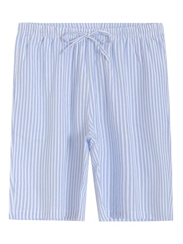 Image of Latuza Women's Cotton Bermuda Long Pajama Shorts Seersucker PJ Sleep Shorts