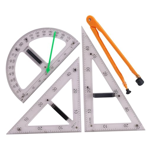 Baoblaze Réguas grandes de geometria matemática, conjunto de desenho, ferramenta geométrica com bols