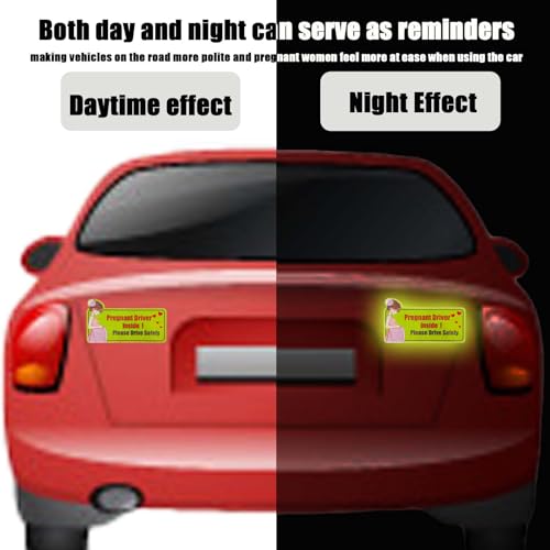 Image of SoarExcelyyPregnant Driver Magnet for Car - 10.6 inchx5.7 inch Reflective Magnetic Safety Sign, Waterproof, Reusable, Strong Adhesive, Car Accessories for Pregnant Drivers