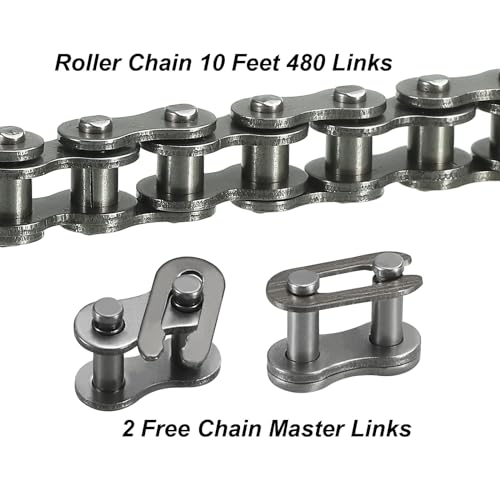 QUARKZMAN #25/04C-1 Rollenkette 10 Fuß 1/4 Pitch Kohlenstoffstahl Rollenketten mit 2 kostenlosen Verbindungsstücken für Mini-Bikes, Motorräder, 480 Glieder