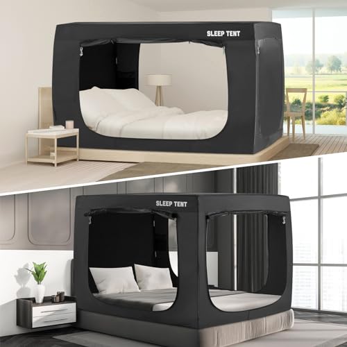 BORNA Bed Tent Bed Canopy Twin Size for Adult and Kids,Portable Sleeping Tents Dream Tents Indoor for Kids and Adult, Breathable Privacy Space on Bed with Three Doors (Mattress Not Included) - Thumbnail 2